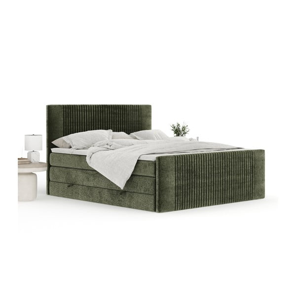 Tamno zeleni boxspring krevet s prostorom za odlaganje 180x200 cm Bergamo – Maison de Rêve-image-3