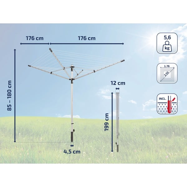 Vrtna sušilica za rublje u srebrnoj boji 50 m LinoLift 500 – LEIFHEIT-image-2