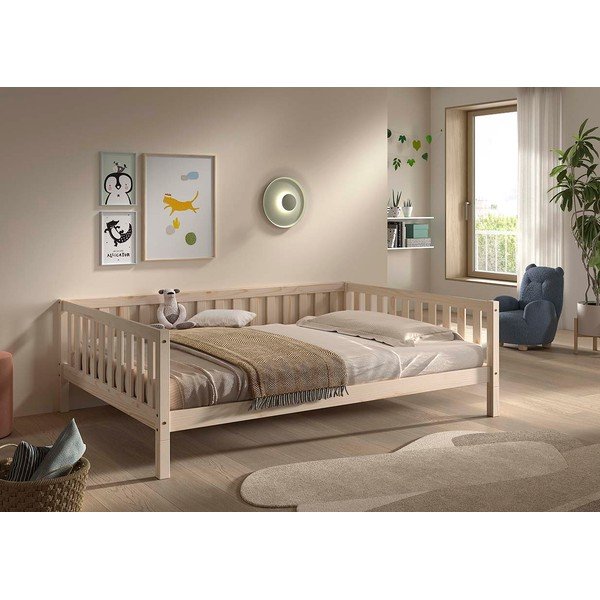 Dječji krevet od masivnog bora s podnicom 140x200 cm u prirodnoj boji Dallas – Vipack-image-3