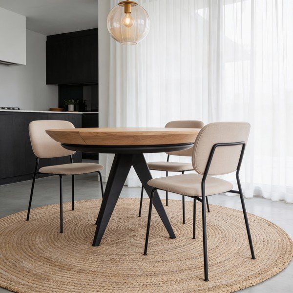 Okrugao proširiv blagovaonski stol s dodatnom pločom s pločom stola u dekoru hrasta ø 120 cm Magnus – Windsor & Co Sofas-image-1