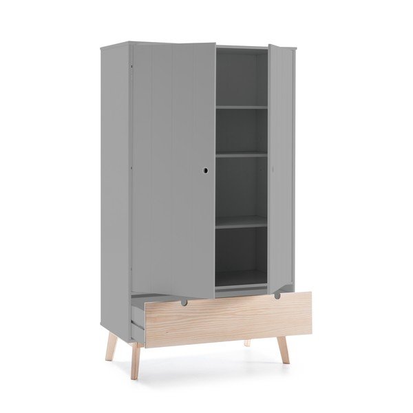 Sivi dječji ormar s nogama od borovog drva Marckeric Kiara-image-3