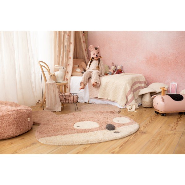 Svjetlo smeđi periv/ručno rađen vunen dječji tepih 120x120 cm Miss Mighty Mouse – Lorena Canals-image-4