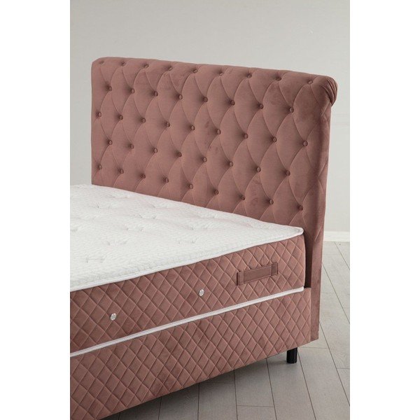 Ružičasti boxspring krevet s prostorom za odlaganje 140x200 cm Sonata – Kalune Design-image-3