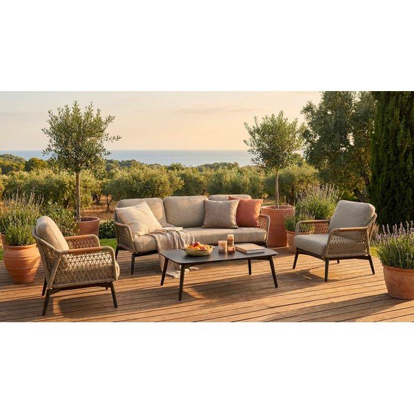 Svjetlo smeđa metalna vrtna fotelja Eulero – Bizzotto-image-1