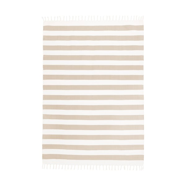 Bež-sivi ručno tkani pamučni tepih Westwing Collection Blocker, 70 x 140 cm