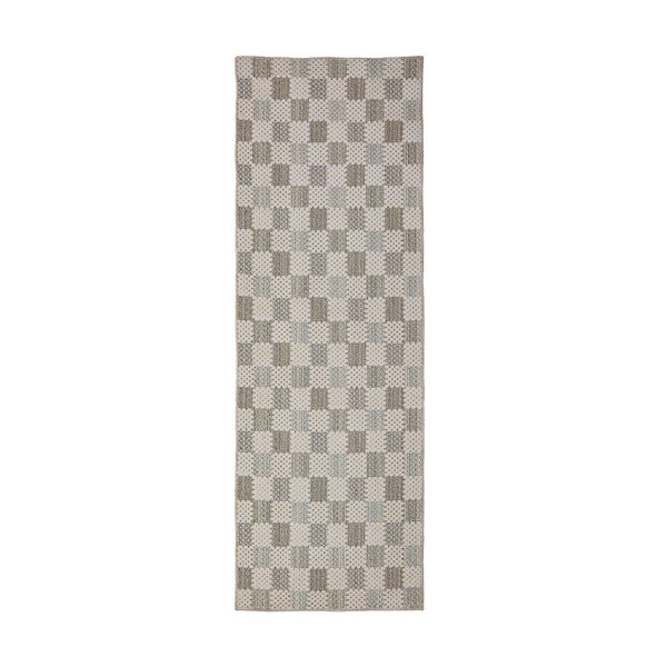 Zelena periva staza od mješavine pamuka 80x230 cm Muted Checkerboard – Flair Rugs