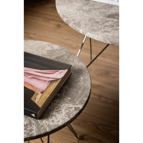 Sivi mramorni okrugli stolić za kavu ø 80 cm Prunus – Actona-image-2