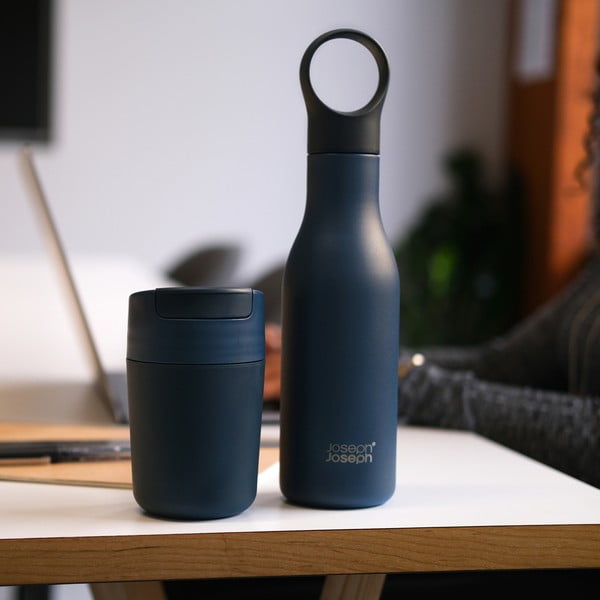 Tamno plava boca za vodu za put od nehrđajućeg čelika 500 ml Loop – Joseph Joseph-image-3