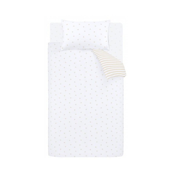 Bijela/bež pamučna dječja posteljina za krevet za jednu osobu 135x200 cm Mini Star & Stripes – Bianca
