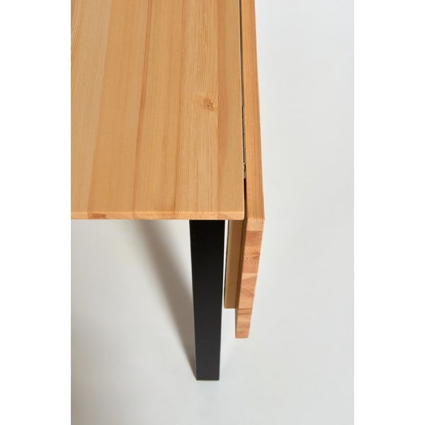 Sklopivi blagovaonski stol od borovine s crnom konstrukcijom Bonami Essentials Brisbane, 120 (200) x 70 cm-image-3