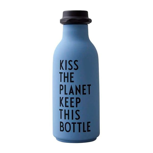 Plava boca za vodu Design Letters Kiss, 500 ml