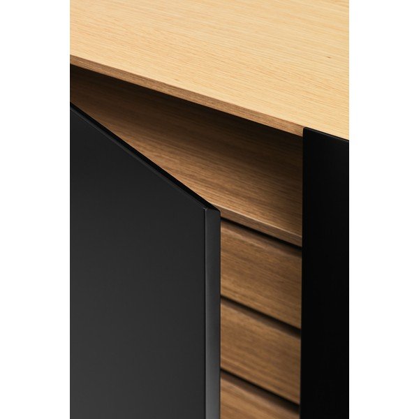 Crna/u prirodnoj boji niska komoda u dekoru hrasta 110x85 cm Arista – Teulat-image-2