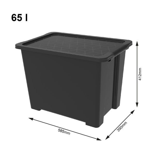 Sjajna crna plastična kutija za pohranu s poklopcem Evo Easy - Rotho-image-2