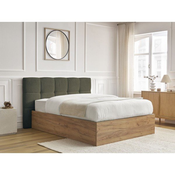 Zeleni podstavljeni tapecirani/od iverice bračni krevet s prostorom za odlaganje s podnicom 180x200 cm Kumo – Bobochic Paris-image-2