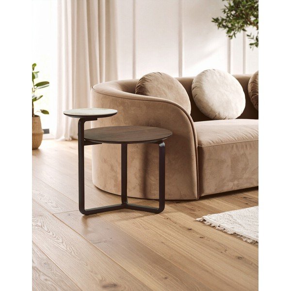 Smeđi okrugao stolić za kavu od masivnog eukaliptusa 55x67 cm Imperia – Premier Housewares-image-1
