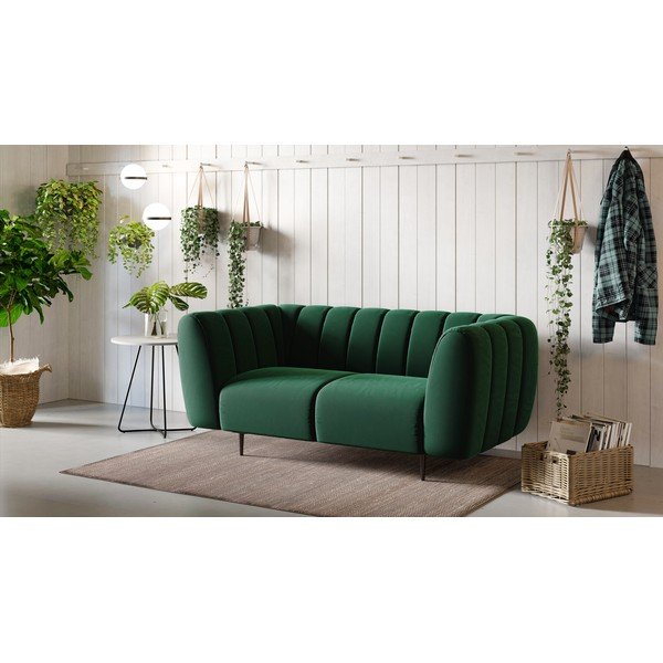 Tamnozelena baršunasta sofa Ghado Shel, 170 cm-image-1