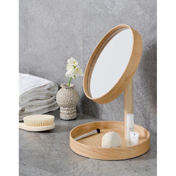 Kozmetičko ogledalo s okvirom od hrastovog drveta Wireworks Cosmos, ø 25 cm-image-1