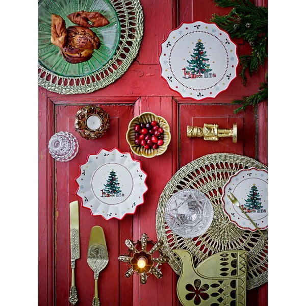 Crveni/krem keramički tanjur s božićnim motivom za serviranje ø 17 cm Naive – Bloomingville-image-1