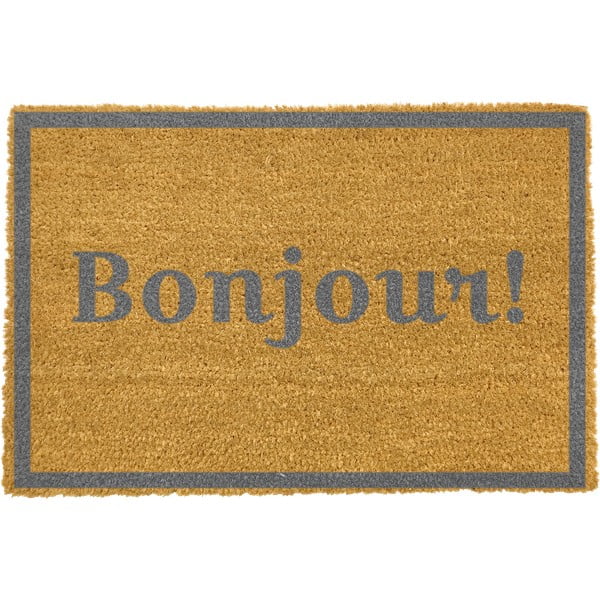 Otirač ​od prirodnih kokosovih vlakana Artsy Doormats Bonjour Grey, 40 x 60 cm