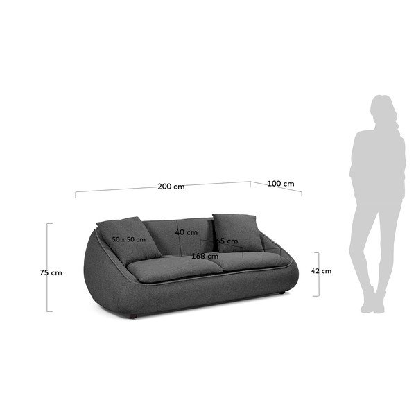 Tamno siva sofa Kave Home Safira, 200 cm-image-4
