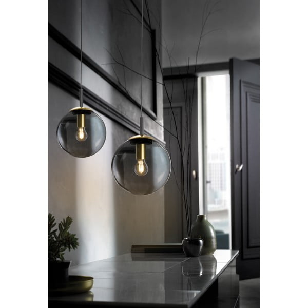 Crna viseća svjetiljka sa staklenim sjenilom Dini – Fischer & Honsel-image-2