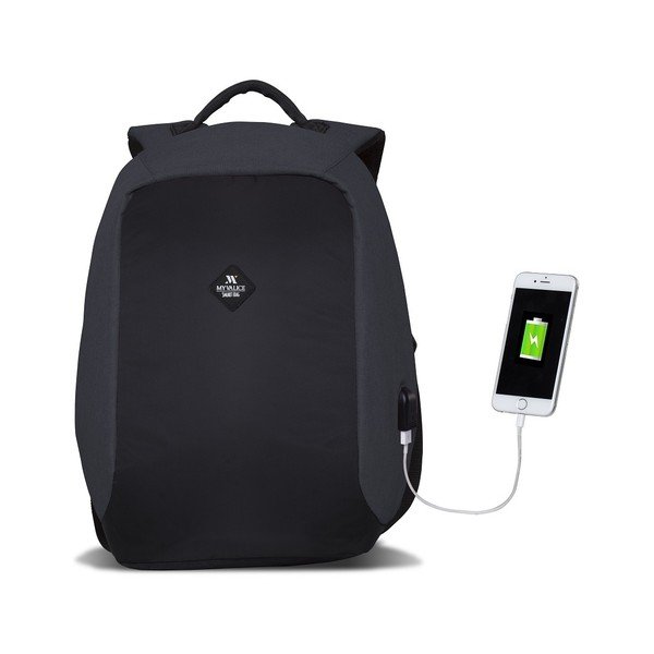 Tamno sivo-crni ruksak s USB priključkom My Valice SECRET Smart Bag-image-4
