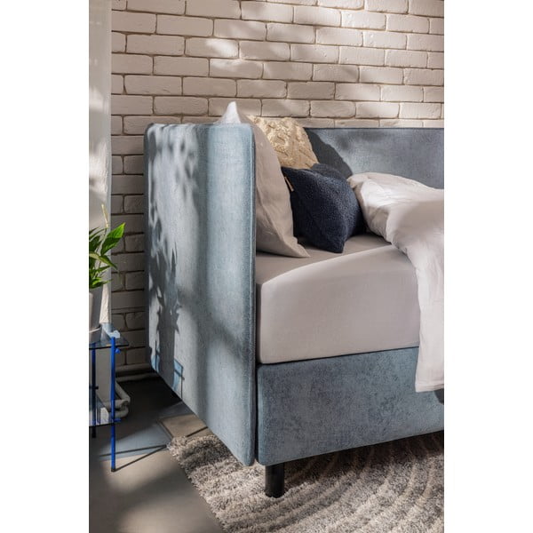 Plavi tapecirani krevet s prostorom za odlaganje s madracem 120x200 cm Avela – Bonami Selection-image-3