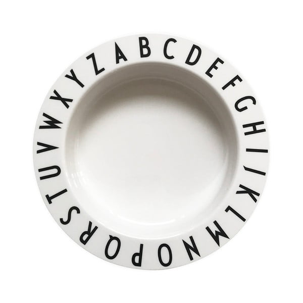 Bijeli dječji duboki tanjur Design Letters Eat & Learn, ø 15,5 cm