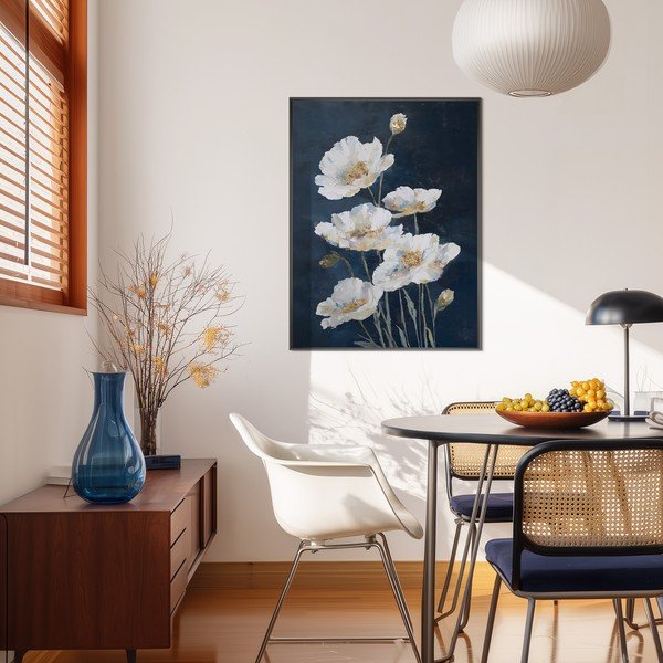 Tiskana slika s okvirom 60x80 cm White Poppies – Styler-image-1