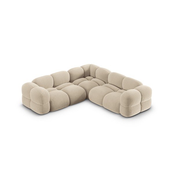 Bež baršunasti kutna garnitura Loretto – Cosmopolitan Design-image-3