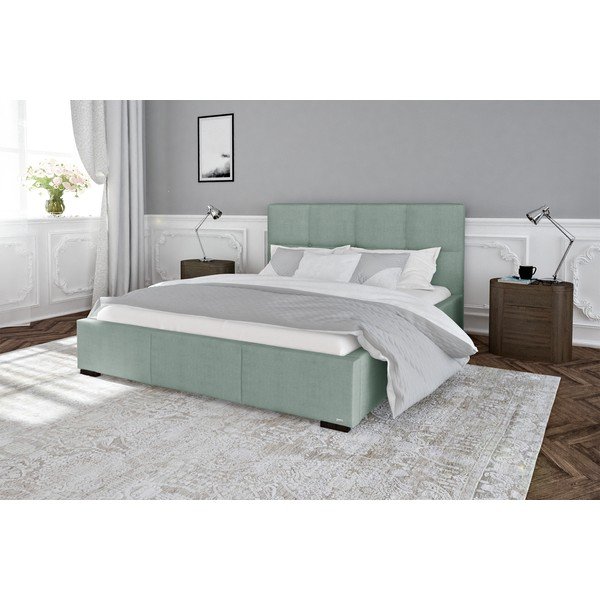 Svijetloplavi bračni krevet s podnicom i prostorom za odlaganje Guy Laroche Home Fascination, 180 x 200 cm-image-1