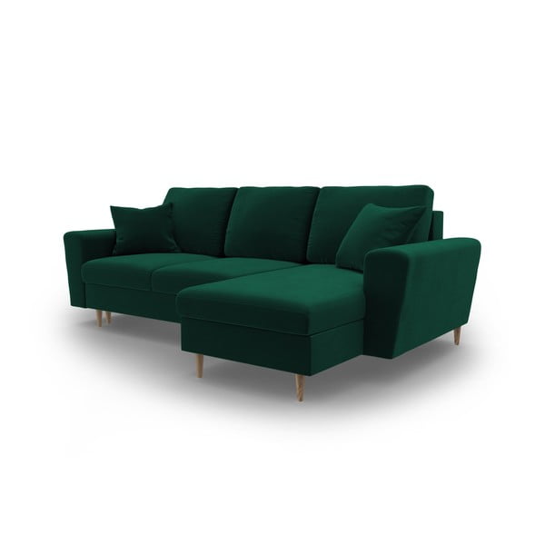 Zelena baršunasti sklopiva/s prostorom za odlaganje kutna garnitura Kyoto – Cosmopolitan Design-image-4