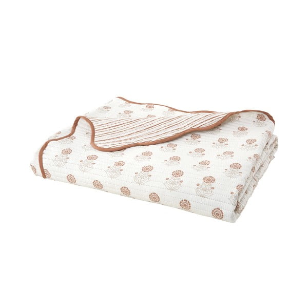 Bijeli prošiven prekrivač 220x230 cm Woodblock Floral – Pineapple Elephant