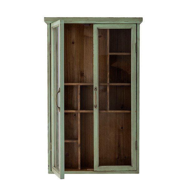 Zelena vitrina od masivne jele 13,5x80 cm Hazem – Bloomingville-image-3