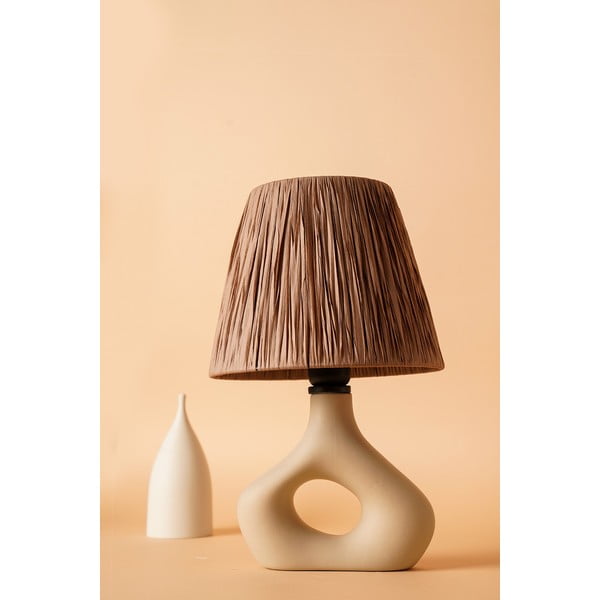 Bež stolna lampa sa sjenilom od papirne špage (visina 40 cm) Serin – Opviq lights-image-1
