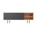 Crna/u prirodnoj boji TV komoda od punog hrasta 180x64 cm Fina – Gazzda