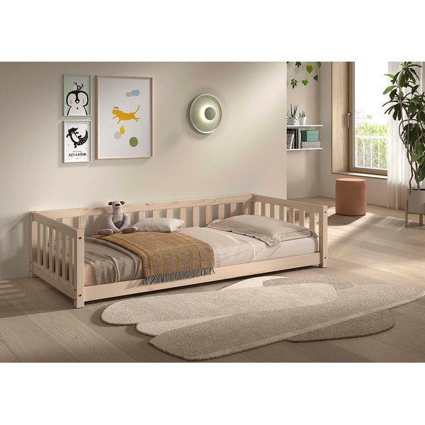 Dječji krevet od masivnog bora s podnicom 90x200 cm u prirodnoj boji Dallas – Vipack-image-1