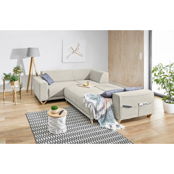 Bež sklopiva/s prostorom za odlaganje kutna garnitura (s lijevim kutom/u obliku slova L) Classy Sophie – Miuform-image-4