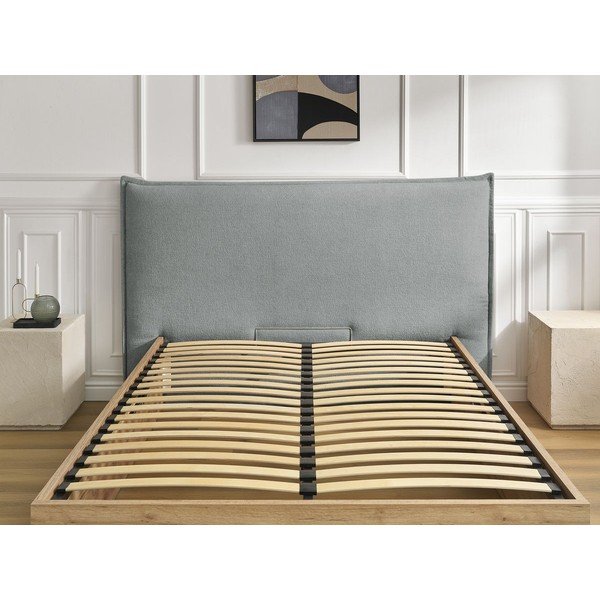Svijetlo sivi podstavljeni tapecirani/od iverice bračni krevet s prostorom za odlaganje s podnicom 180x200 cm Charlie – Bobochic Paris-image-3