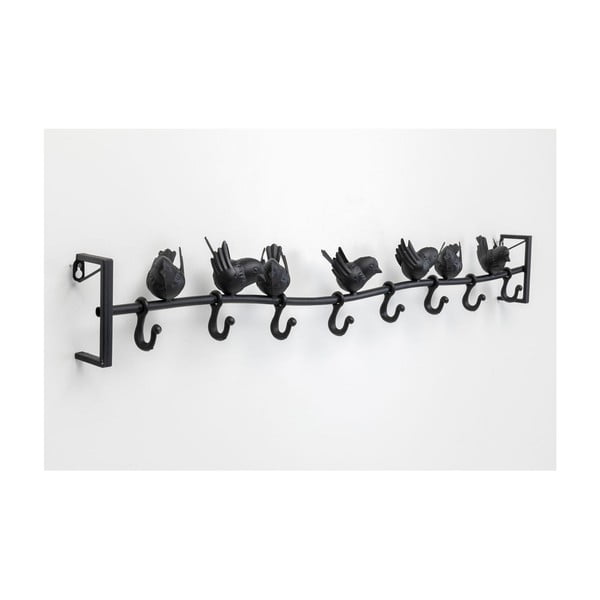 Crna metalna zidna vješalica Kare dizajn ptice, širina 92 ​​cm