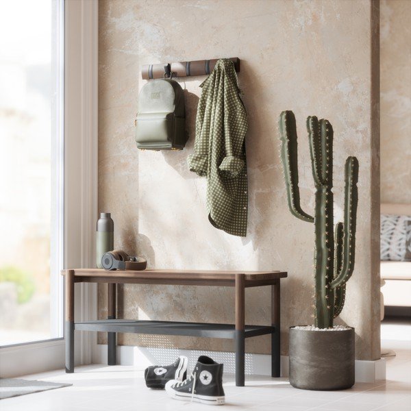 Tamno smeđa zidna vješalica od masivne topole Flip – Umbra-image-1