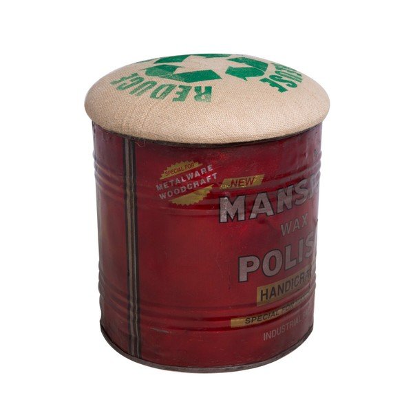 Crveno-crveni puf sa zelenim natpisom Mauro Ferretti Handicraft-image-1