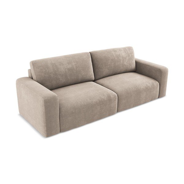Bež sklopiva/s prostorom za odlaganje sofa od šenila 252 cm Kona – Makamii-image-3