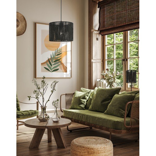 Crna stolna lampa sa sjenilom od trstike (visina 48 cm) Foresto – GTV-image-3