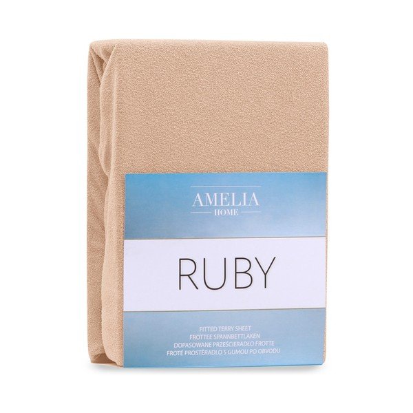 Svjetlo smeđa plahta s gumom od frotira 120x200 cm Ruby – AmeliaHome-image-2