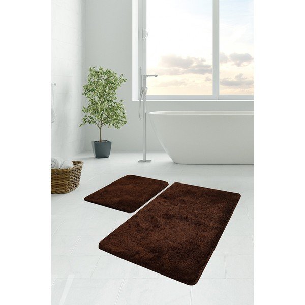 Tamno smeđe kupaonske prostirke u setu 2 kom 60x100 cm Havai – Foutastic-image-1