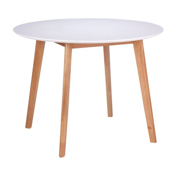 Bijeli stol za blagovanje s nogama od sømcasa Martinog kaučuka, ⌀ 100 cm