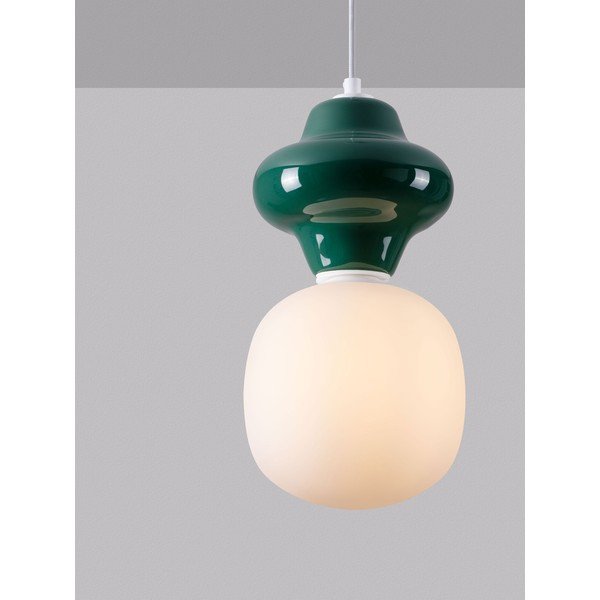 Bijela/petrolej zelena viseća svjetiljka keramička sa staklenim sjenilom ø 18 cm Clio – Nova Luce-image-1