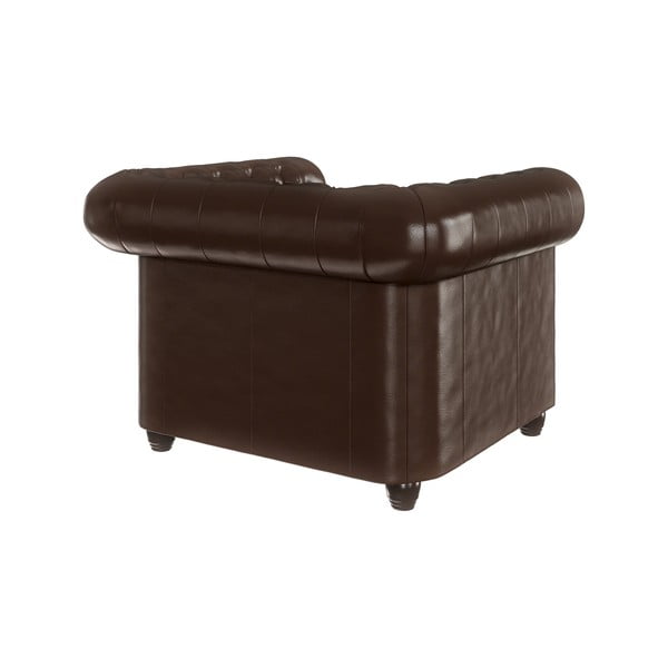 Tamno smeđa fotelja od imitacije kože York - Ropez-image-2