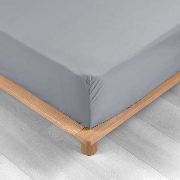 Svijetlo siva plahta s gumom od pamučnog perkala 180x200 cm Percaline – douceur d'intérieur